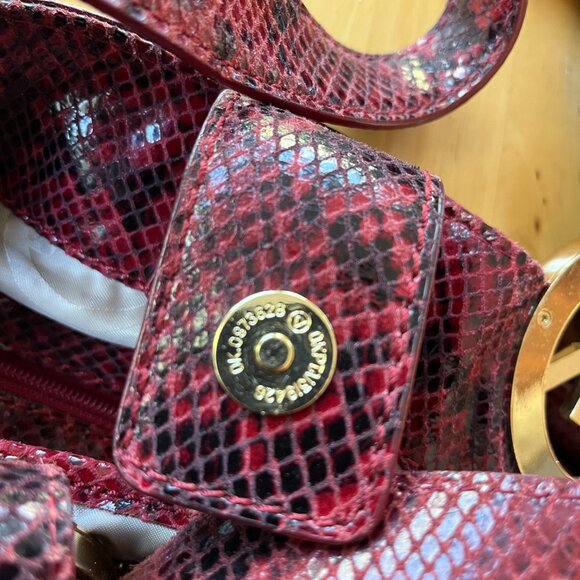Michael Kors Folton Snakeskin Purse Red Large - Picture 8 of 9